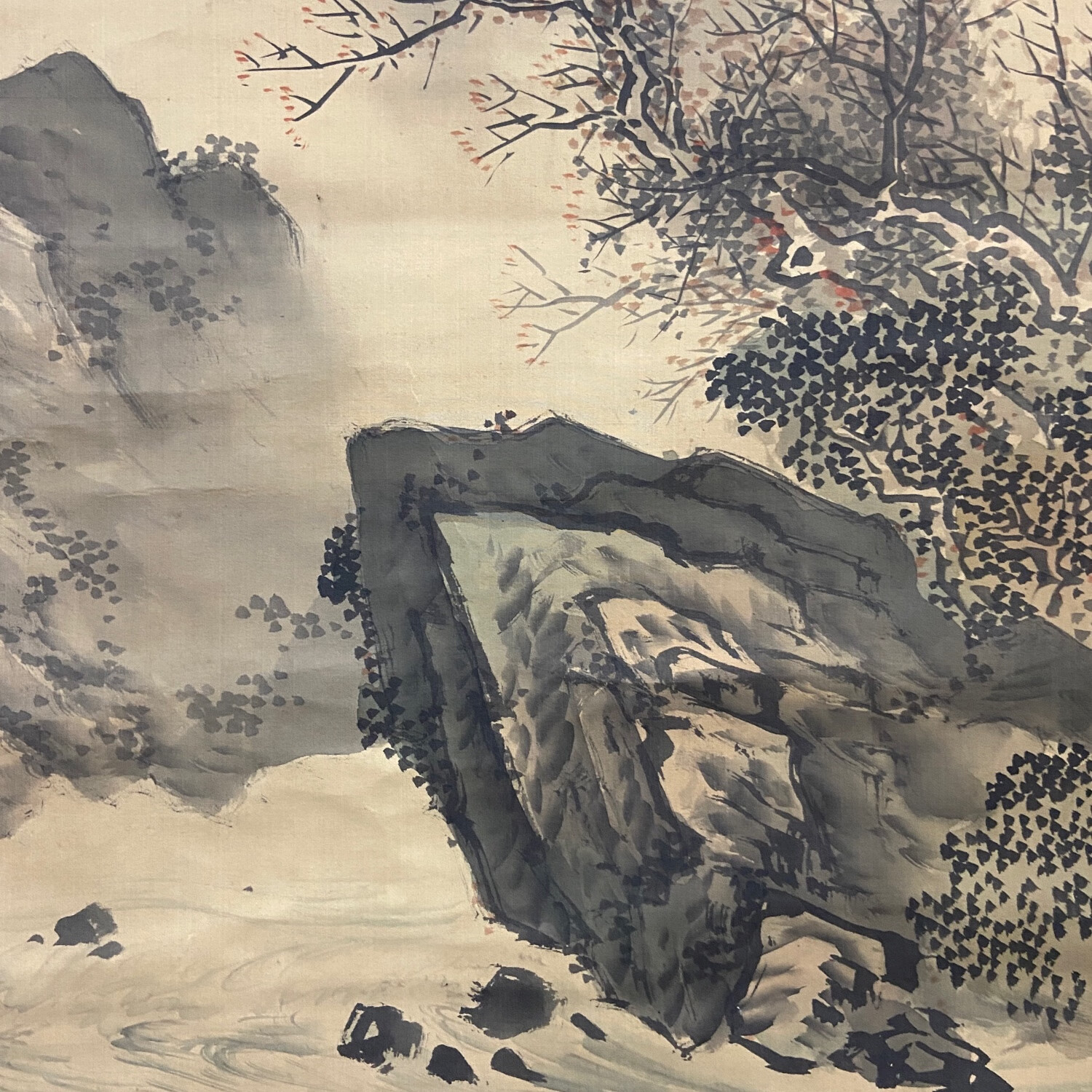 《秋山瀑泉图》 清代佚名山水中堂的古韵与雅趣